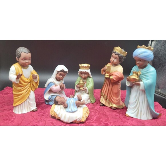 Vintage Homco Little Ones Nativity Set 6 Figurines Home Interiors #57076 - Picture 2 of 13
